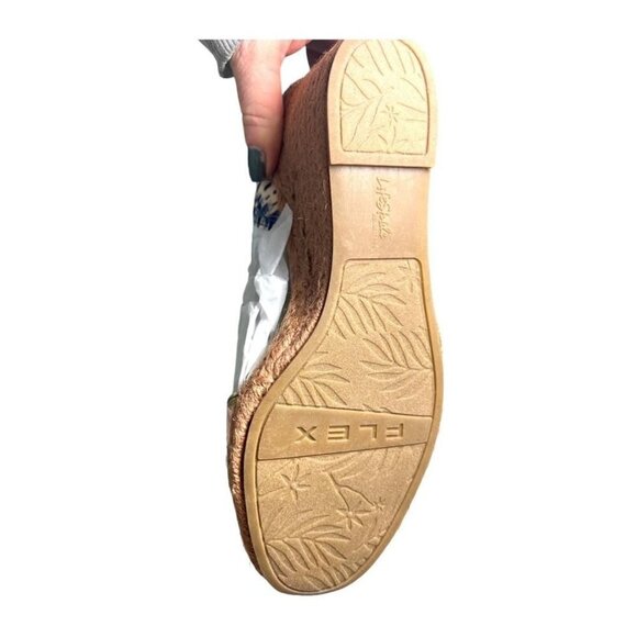 Lifestride Womens Blue Tan Floral Comfort Ankle Strap Wedge Sandals Sz 9 New - Picture 7 of 11